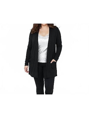 Ideology Women's Open Cardigan in Black (view 2)