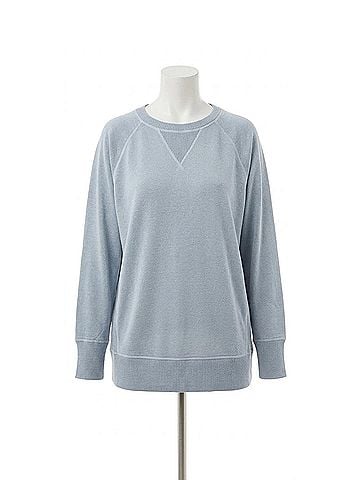 Zenana Pigment Dyed French Terry Pullover Sweater - Plus Size in Light Grey (view 1)