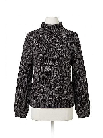 Tribal Funnel Neck Sweater in Black (view 1)