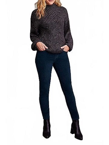 Tribal Funnel Neck Sweater in Black (view 2)