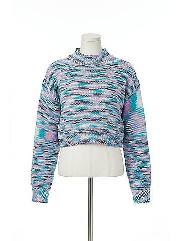 Esley Cropped Mock Neck Space-Dyed Sweater in Multi (view 1)