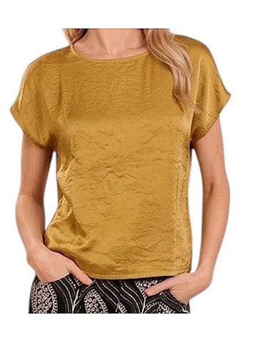 Traffic People Grace Crewneck Top in Gold (view 2)