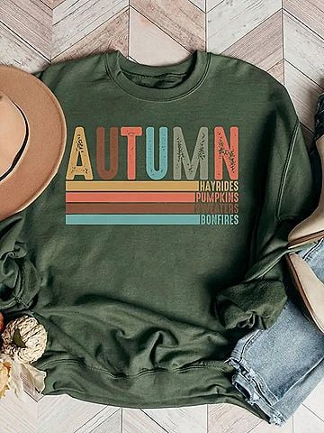 Gildan Women's Fall Autumn Sweater in Green (view 2)