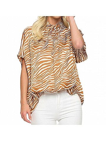 Adrienne High Neck Blouse in Zebra (view 2)
