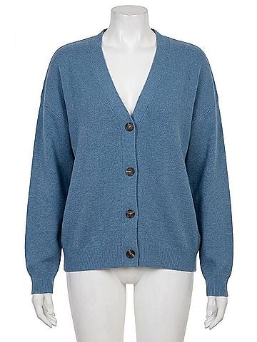 Zenana Viscose Sweater Cardigan in Dusty Blue (view 1)