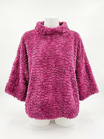 Ivy Jane Feather Faux Fur Popover Top in Claret (view 1)