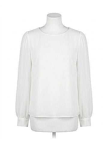 Zenana Keepsake Chiffon Top in Ivory (view 1)