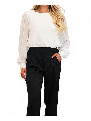 Zenana Keepsake Chiffon Top in Ivory (view 2)