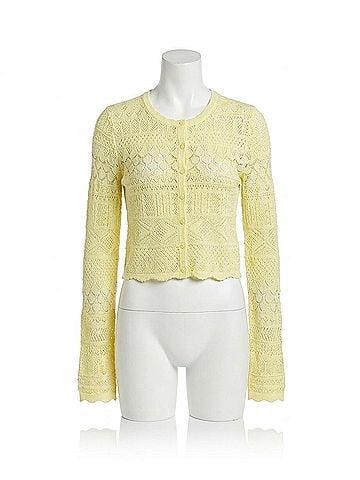 LoveShackFancy Brigette Fine Pointelle Cardigan in Sugar Daisy (view 1)
