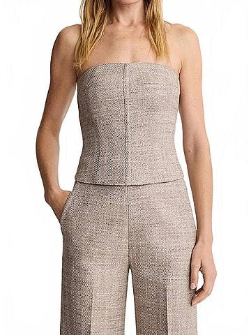 Smythe Bustier Top in Taupe Tweed (view 2)