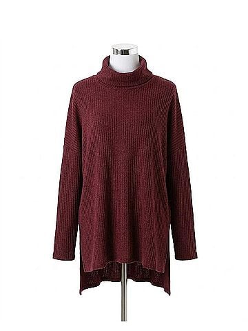 Zenana Plain And Simple Oversized Thermal Top in Dark Burgundy (view 1)