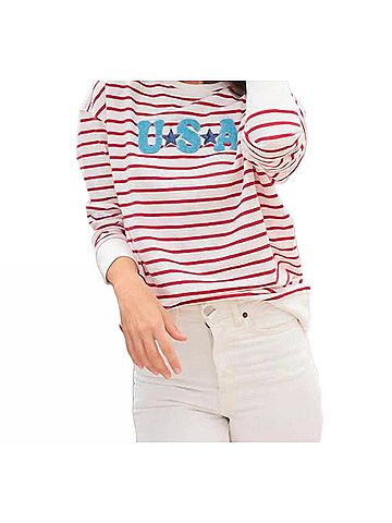 Shiraleah Usa Stripe Crewneck Sweater in Red/White (view 2)