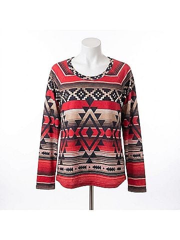 Roper Women's Aztec Pull Over Sweater in Red/Black (view 1)
