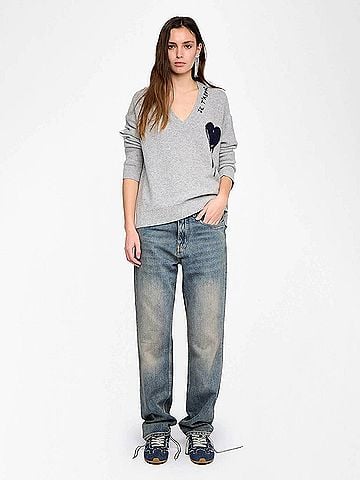 Zadig & Voltaire Mikyz Cashmere Sweater in Gris Chine Clai (view 2)