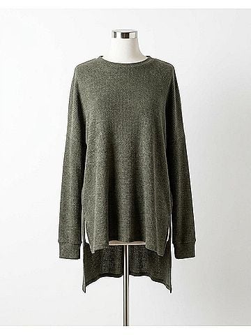 Zenana Comfy Every Day Ribbed Oversized Lightweight Sweater in Dark Olive (view 1)