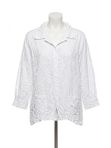 Habitat Crinkle Button Up Shirt in White (view 1)