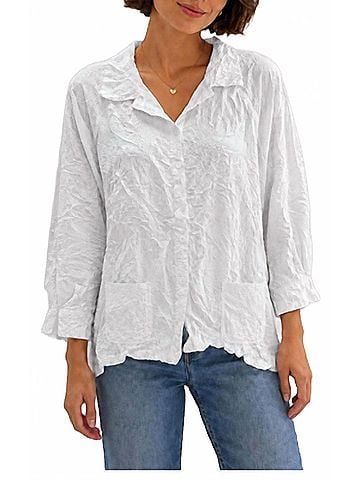 Habitat Crinkle Button Up Shirt in White (view 2)