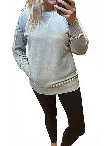 Zenana Pigment Dyed French Terry Pullover Sweater in Sleet (view 2)