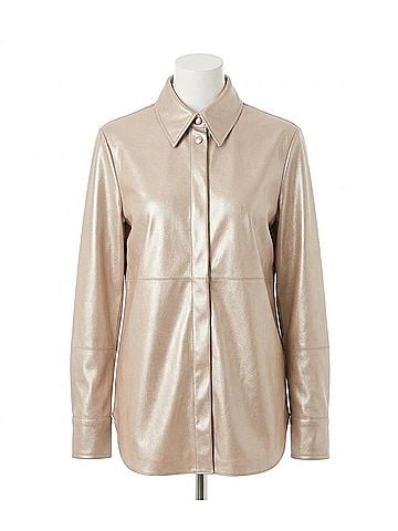 Dolce Cabo Women's Vegan Leather Shirt in Pale Gold (view 1)