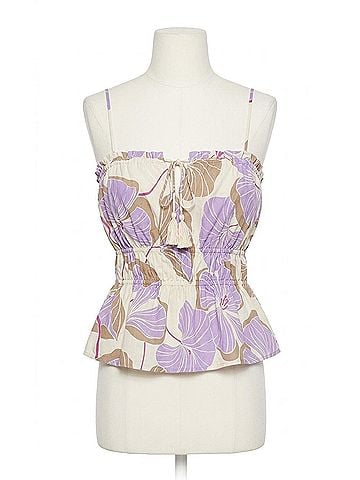 Greylin Iris Tie Front Elastic Waist Tank Top in Cream (view 1)
