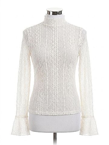 Easel Sophie Long Sleeve Lace Top in Ivory (view 1)