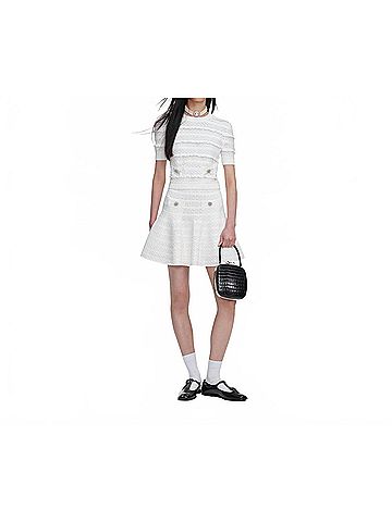 Self-Portrait Pointelle Knit Top in White (view 2)