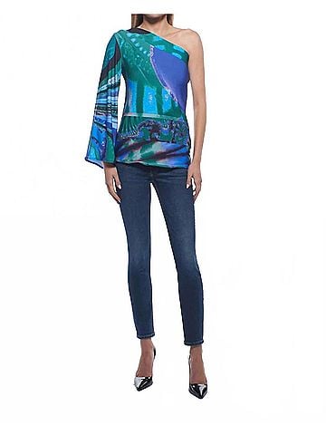 Julian Chang Primo Off-Shoulder Top in Aquatic (view 2)