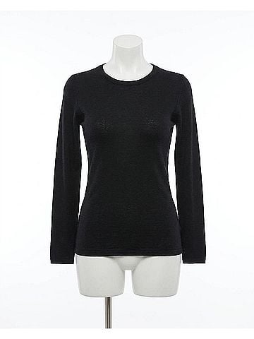 Kokun Solid Fitted Bamboo Crew Top in Black (view 1)