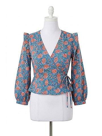 Emerson Fry Bishop Frill Top in Chateau Flower (view 1)