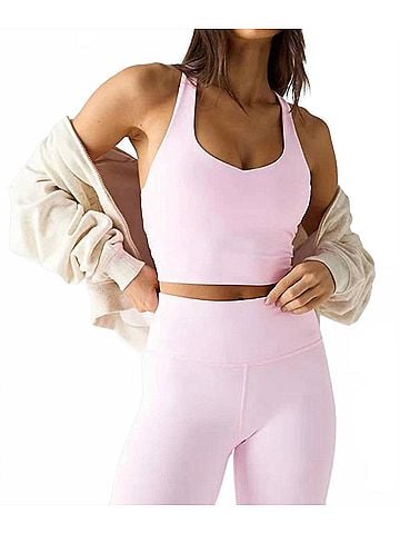 Fabletics Built-In Cropped Bra Tank in Soft Pink (view 2)