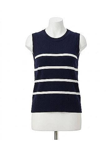 Karen Kane Stripe Sweater Tank in Navy With Off White (view 1)