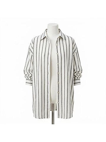 Vitamin A Playa Boyfriend Shirt in Earth Stripe (view 1)