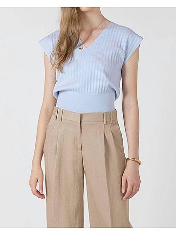 Dex Pleat Lightweight Effect Sweater in Fresh Sky (view 2)