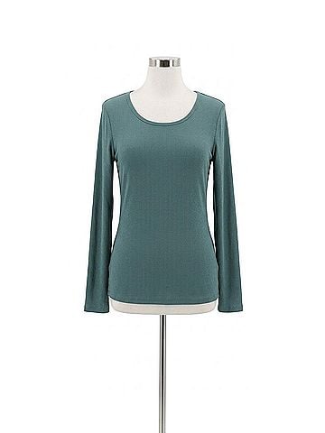 Yelete Ribbed Long Sleeve Top in Olive (view 1)