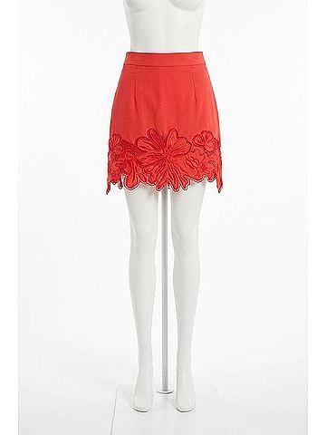 Lucy Paris Lina Eyelet Mini Skirt in Red (view 1)