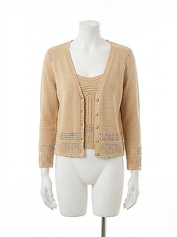 Autumn Cashmere Women's Scallop Edge Cardigan in Beige (view 1)