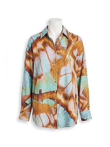 Vitamin A Playa Boyfriend Shirt in Malachite Butterfly (view 1)