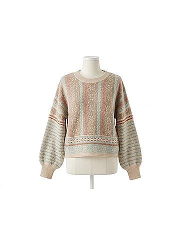 Very J Women's Oversized Cozy Printed Knit Sweater in Sage (view 1)