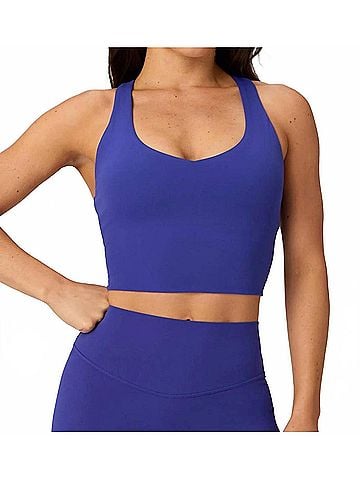 Fabletics Built-In Cropped Bra Tank in Nightfall (view 2)