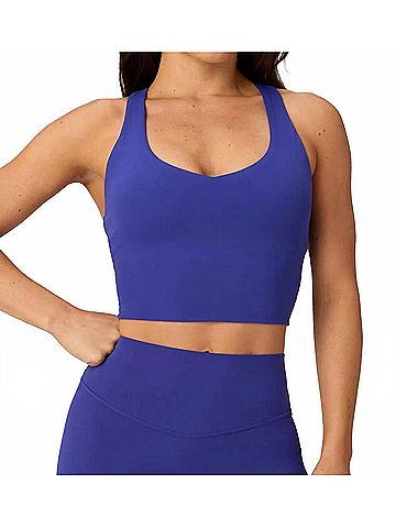 Fabletics Built-In Cropped Bra Tank in Nightfall (view 2)