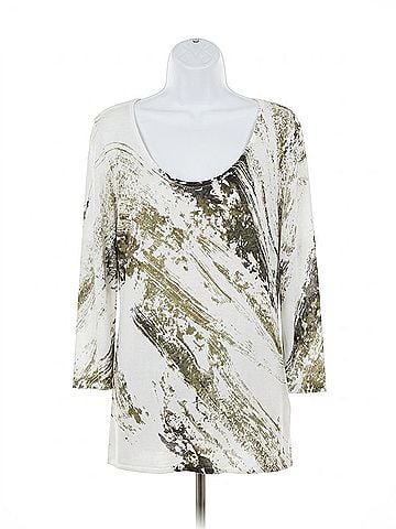600 West Women Painted Scoop Neck Pull On Sweater in White/Gold/Black (view 1)