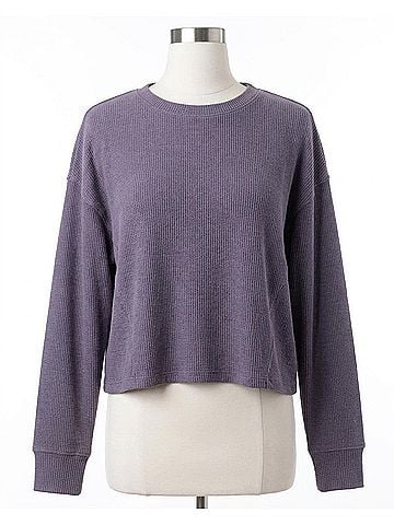 Mono b Women's Cropped Pullover Top in Purple (view 1)