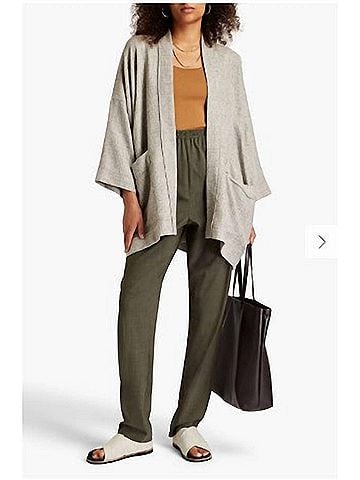 Eskandar Slub Alpaca-Blend Kimono in Grey (view 2)