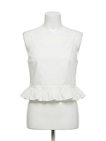 French Connection Lilah Ruffle Peplum Top in White (view 1)