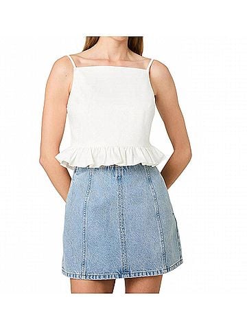 French Connection Lilah Ruffle Peplum Top in White (view 2)