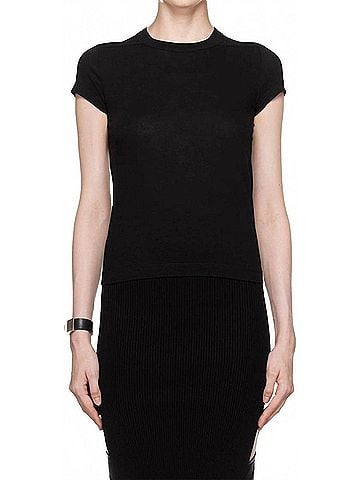 Rick Owens Cropped Level Tee in Black (view 2)
