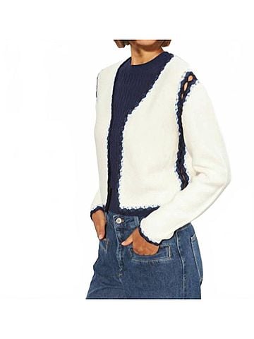 LINE Marigold Tipped Cardigan in Pearl (view 2)
