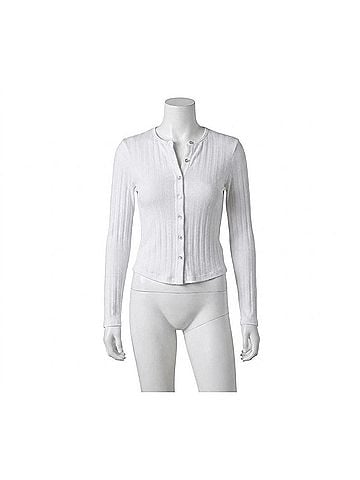 DONNI The Varied Rib Cardigan in White (view 1)