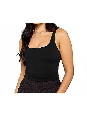 Fabletics Pureluxe Built-In Bra Tank in Black (view 2)