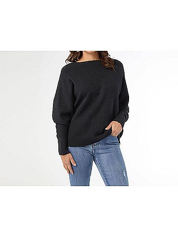 Coco + Carmen Women's Relaxed Ciana Pullover Sweater in Black Heather (view 2)